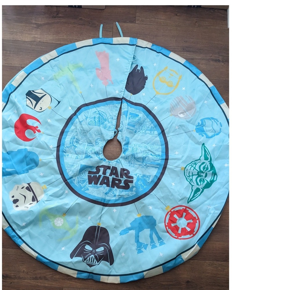 Star Wars Tree Skirt Darth Vader Yoda AT‎ AT Comic Print Blue Holiday Decor
